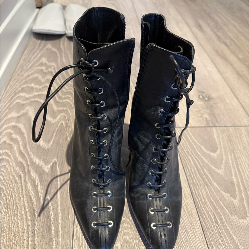 Zara Black Lace-Up Women's Boots